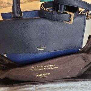 Kate Spade "Blakely" Navy & White Women's Bag Top Handle With Shoulder Strap